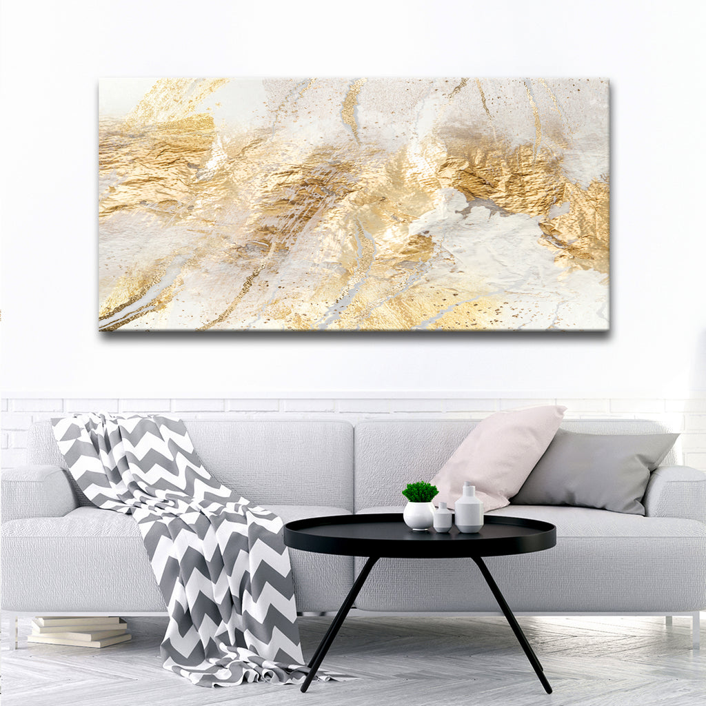 White Gold Texture Abstract Canvas Wall Art - by Tailored Canvases