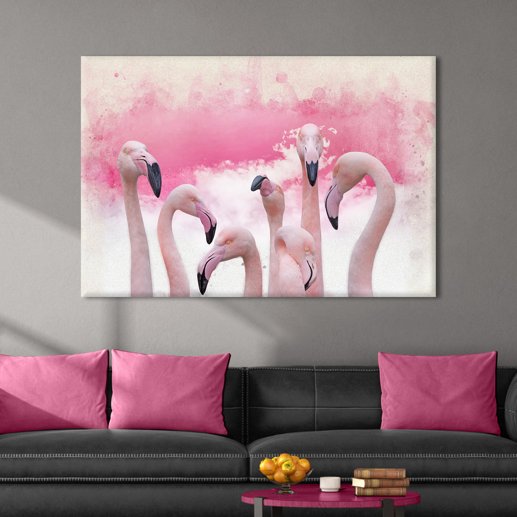 Pink Flamingo Watercolor Painting Canvas Wall Art - Image by Tailored Canvases