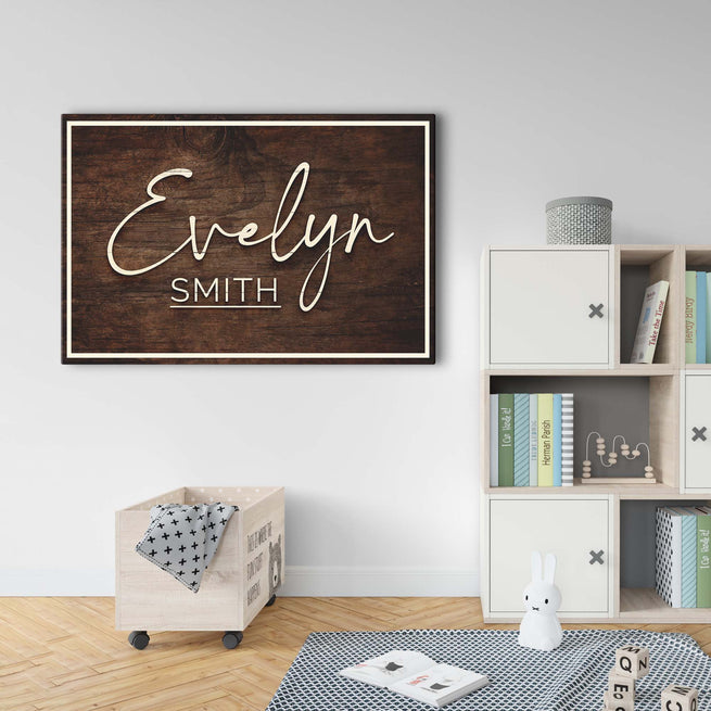 Wood Room Sign | Customizable Canvas - Image by Tailored Canvases