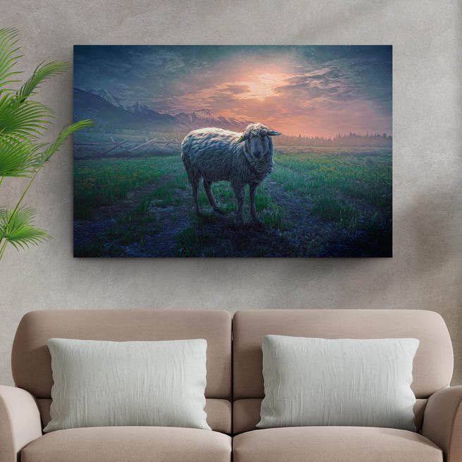 Lone Sheep Canvas Wall Art - Wall Art Image by Tailored Canvases