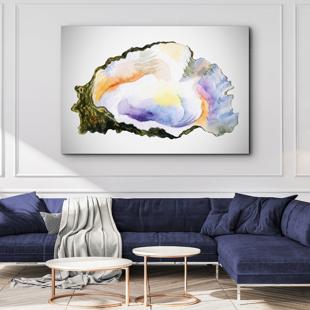 Oyster Watercolor Canvas Wall Art - by Tailored Canvases