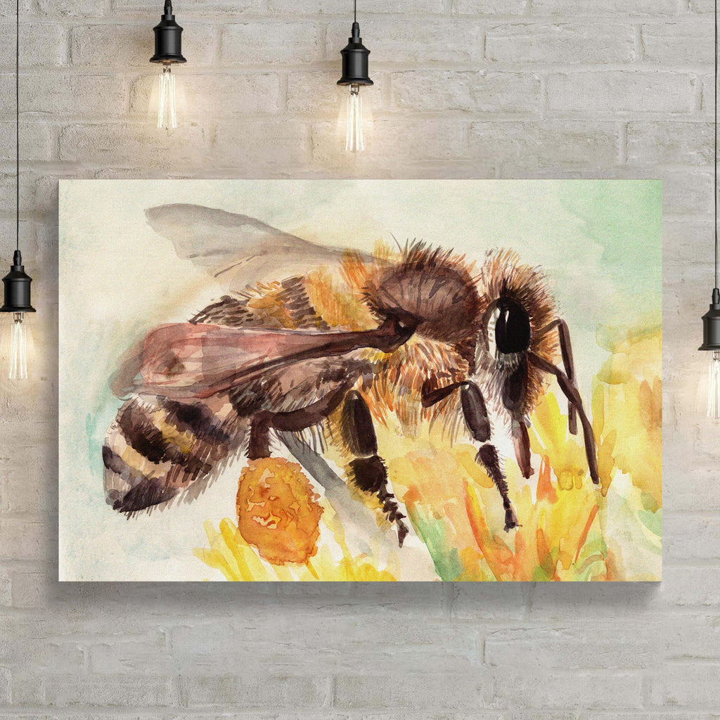 Striped Bee Watercolor Canvas Wall Art (Ready to hang) - by Tailored Canvases