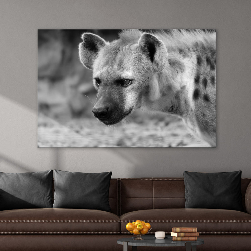 Hyena in Black and White Canvas Wall Art II - by Tailored Canvases