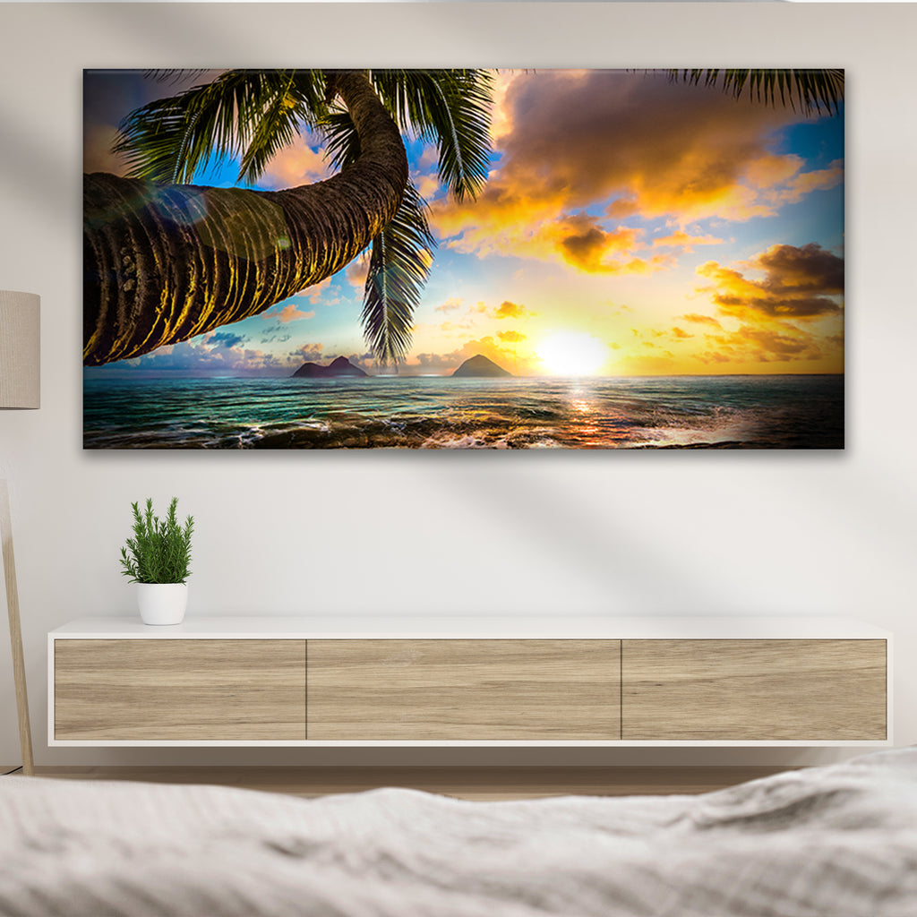 Tropical Blue Beach Hawaii Sunset Wall Art Canvas (Ready to hang) - by Tailored Canvases