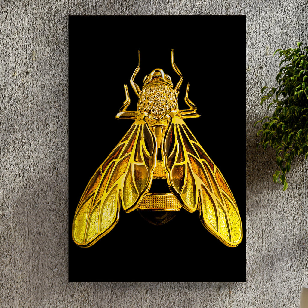Golden Bumble Bee Canvas Wall Art (READY TO HANG) - by Tailored Canvases