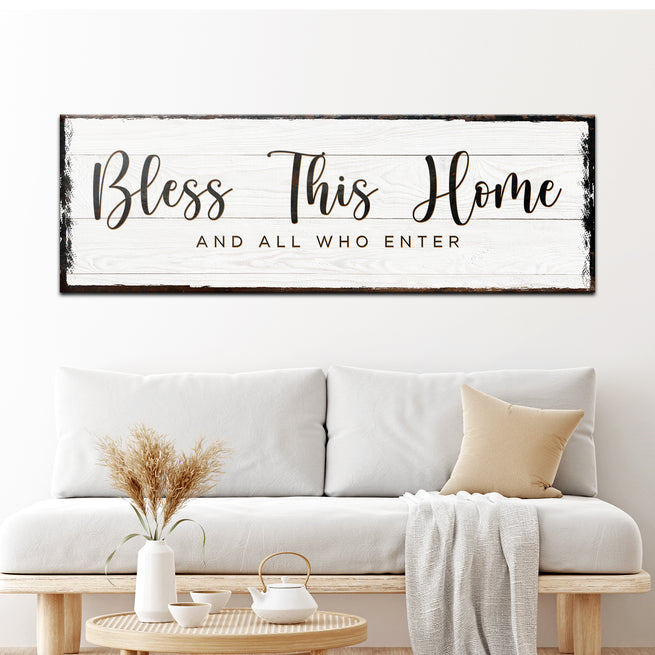 Bless All Who Enter This Home Canvas Wall Art - Wall Art Image by Tailored Canvases