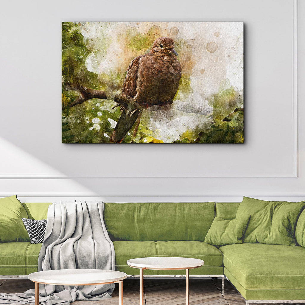 Perched Dove Watercolor Canvas Wall Art - by Tailored Canvases