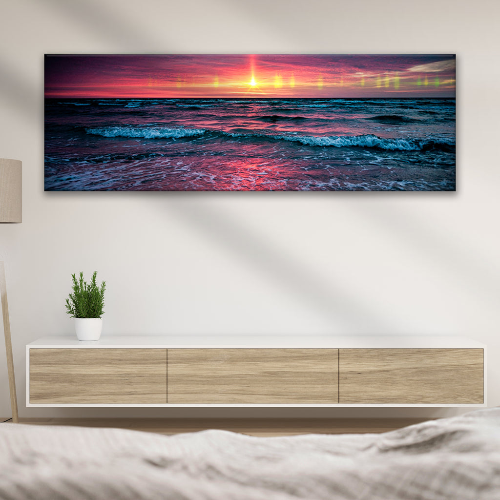 Pinkish Sunset by the Beach Canvas Wall Art - by Tailored Canvases