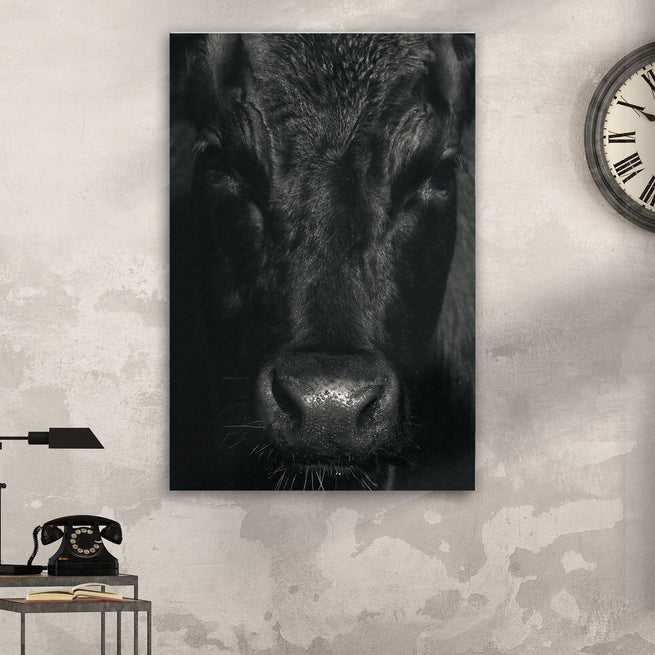 Black Angus Bull Portrait Canvas Wall Art - Wall Art Image by Tailored Canvases