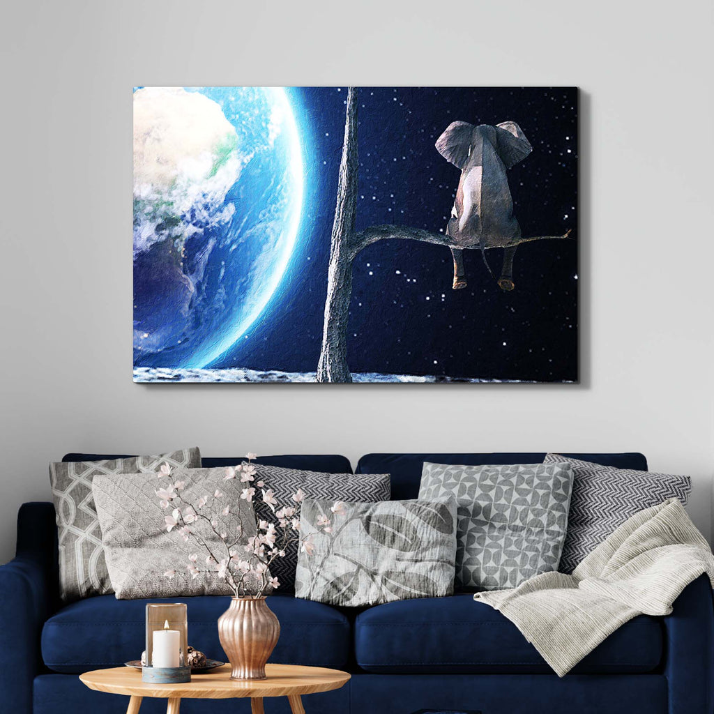 Space Elephant Canvas Wall Art - by Tailored Canvases