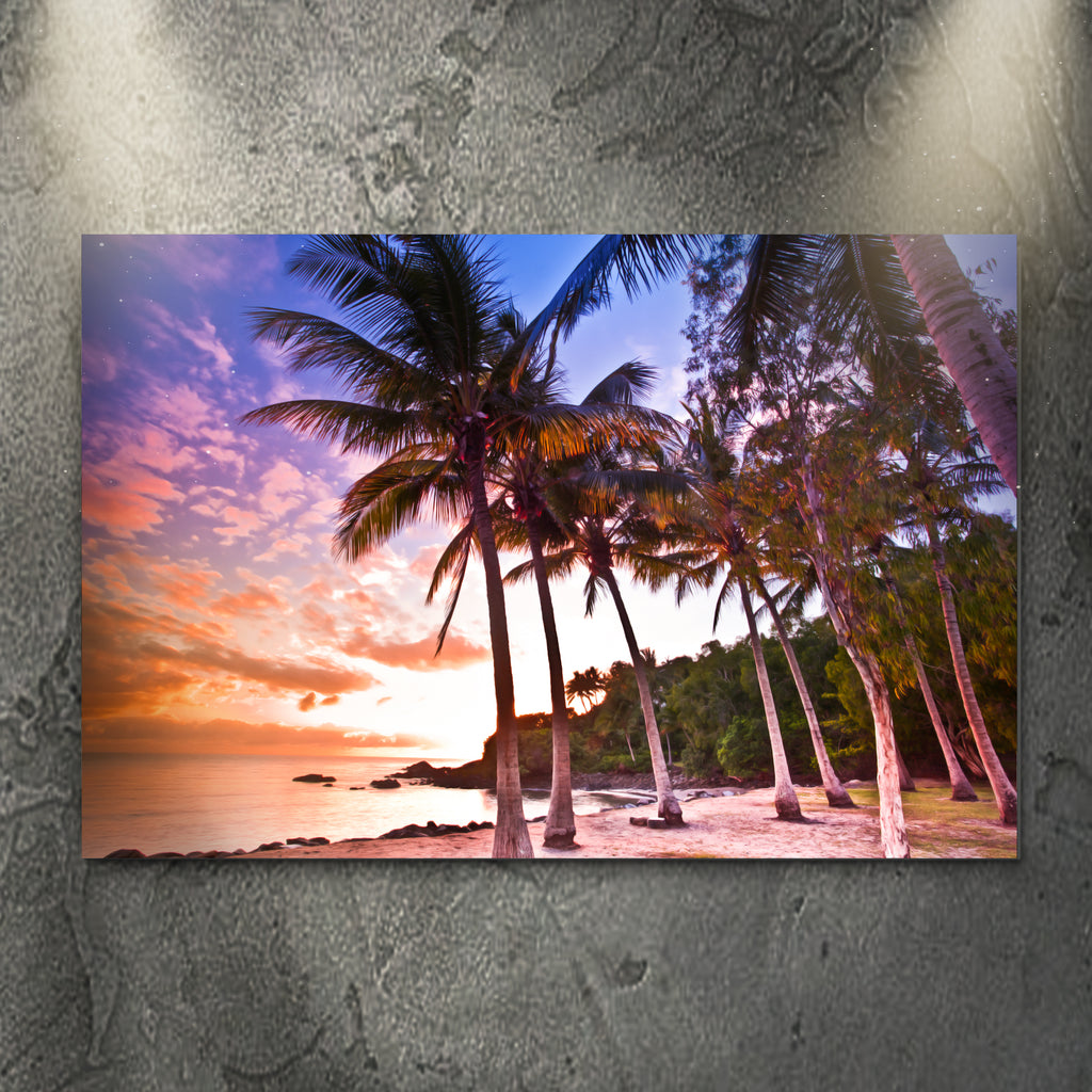 Tropical Palm Trees Sunset Canvas Wall Art (Ready to hang) - by Tailored Canvases
