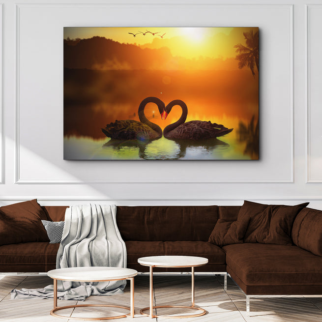 Romantic Swan at Sunset Canvas Wall Art - Wall Art Image by Tailored Canvases