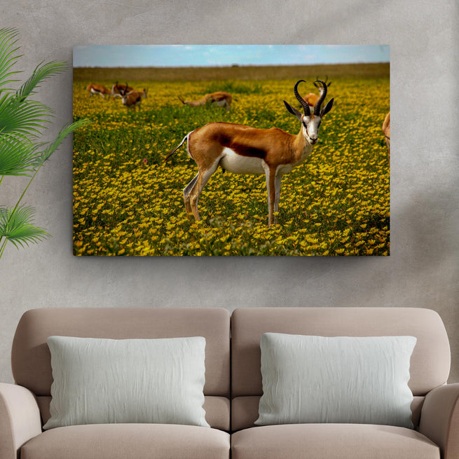 Antelopes in Spring Canvas Wall Art - Image by Tailored Canvases