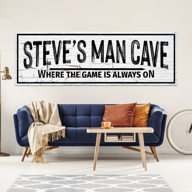 Where the Game Is Always on Man Cave (Ready to Hang) - Wall Art Image by Tailored Canvases