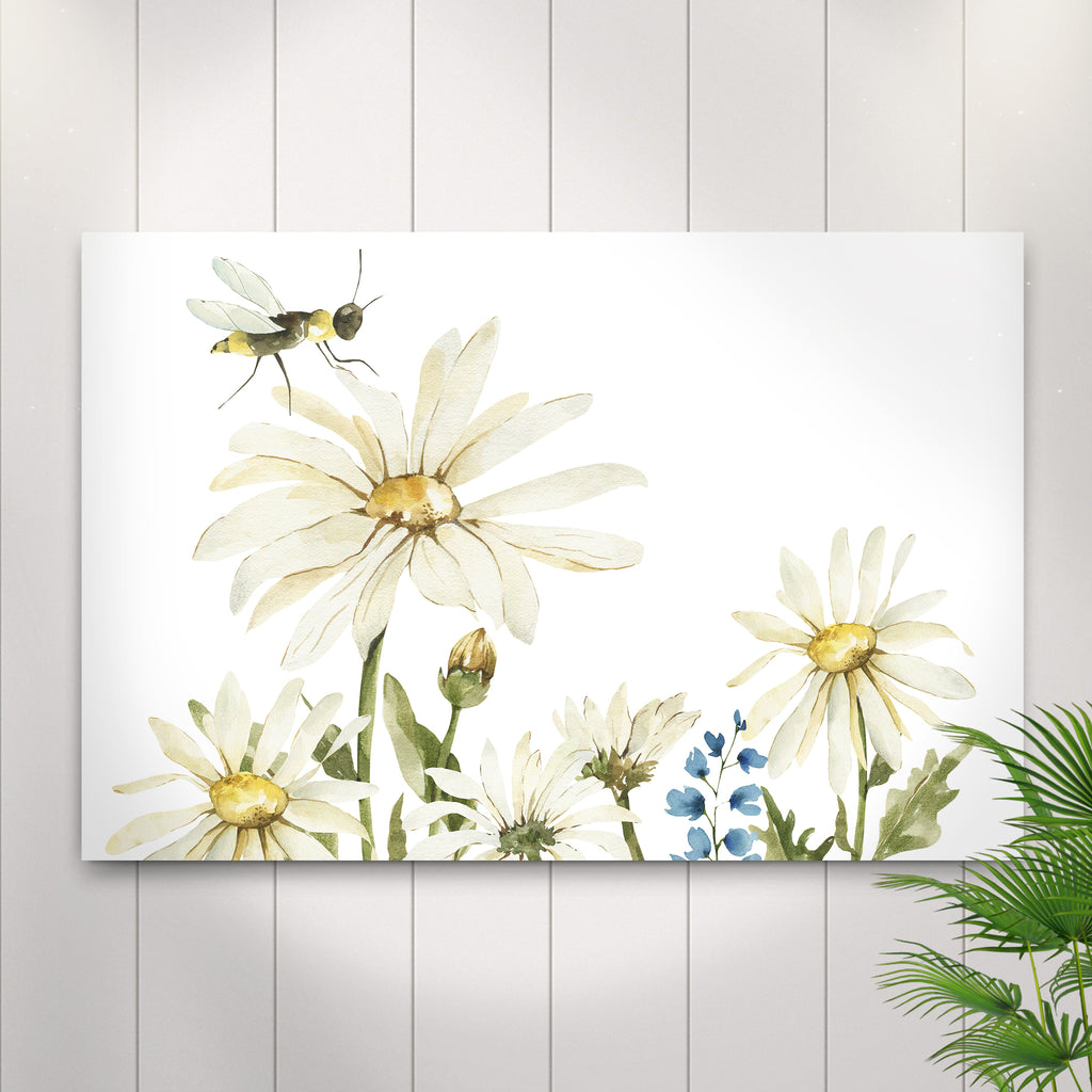 Flowering Daisies in Watercolor Canvas Wall Art (Ready to hang) - by Tailored Canvases