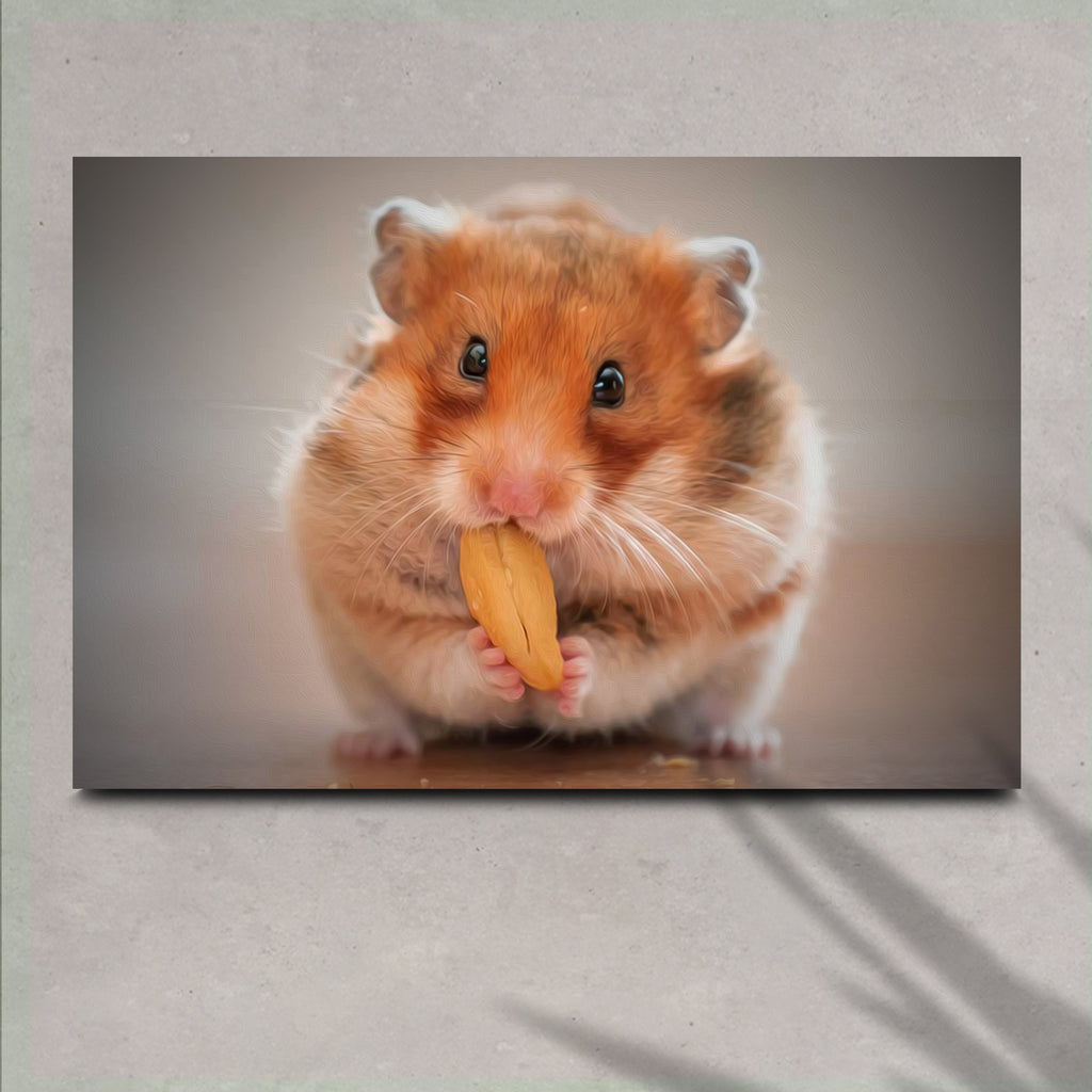 Cutest Hamster Eating Nut Canvas Wall Art - by Tailored Canvases