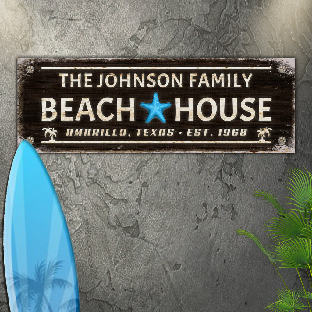 Custom Family Beach House Sign - Wall Art Image by Tailored Canvases