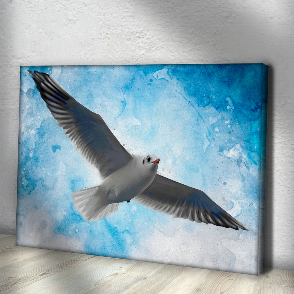 Flying White Seagull Splash Canvas Wall Art II - by Tailored Canvases