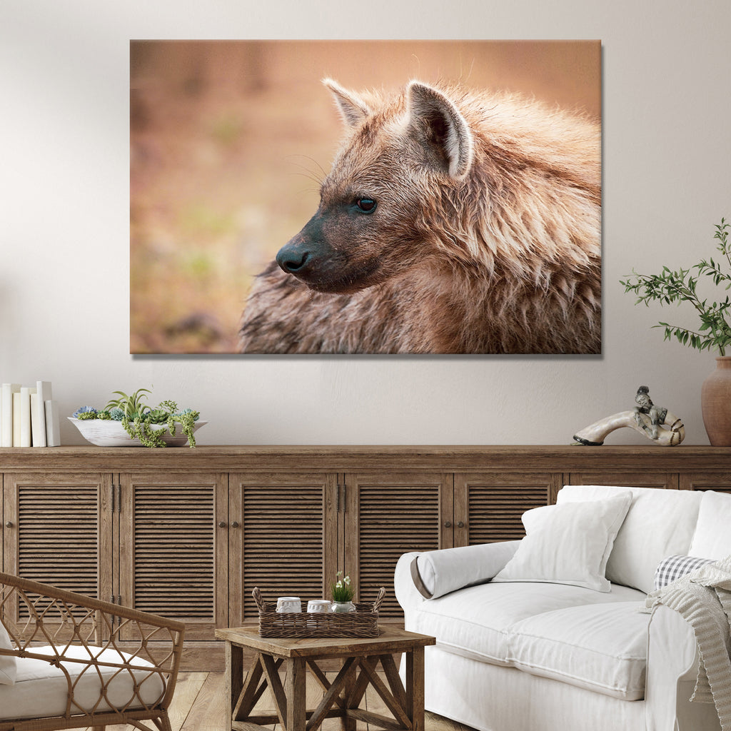 Hyena Up Close Canvas Wall Art - by Tailored Canvases