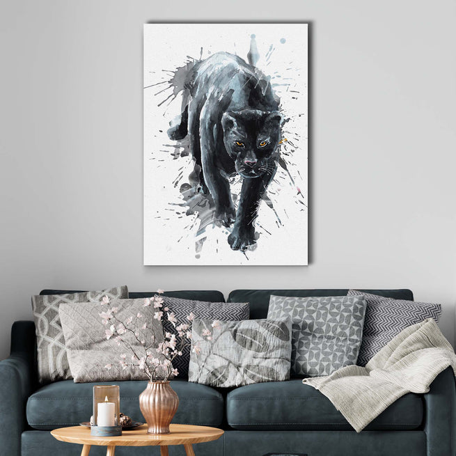 Fierce Black Panther Watercolor Canvas Wall Art II - Wall Art Image by Tailored Canvases