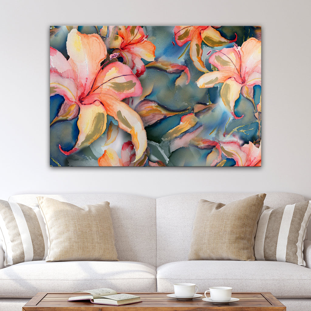 Pastel Flower Painting Canvas Wall Art - by Tailored Canvases