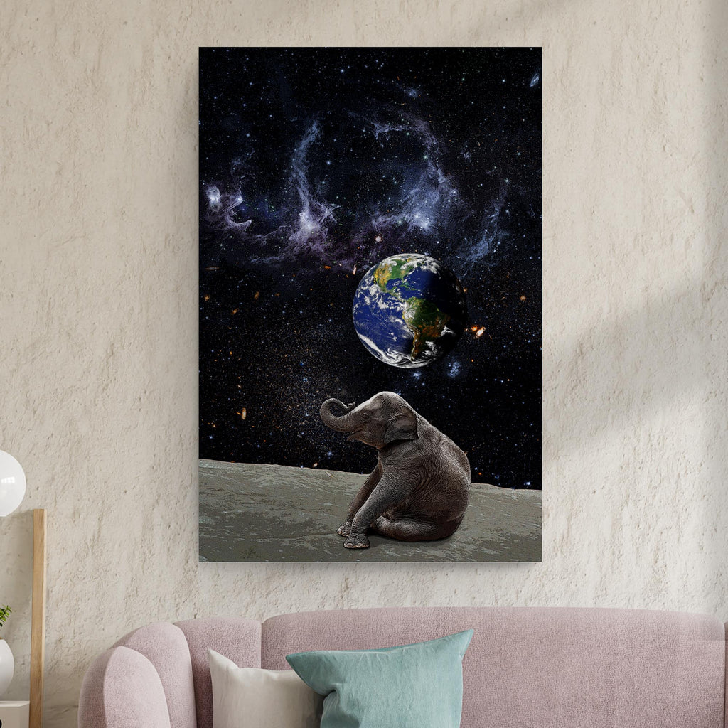 Outerspace Elephant Portrait Canvas Wall Art - by Tailored Canvases