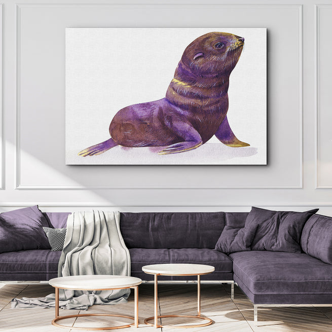 Baby Seal Watercolor Canvas Wall Art - Wall Art Image by Tailored Canvases