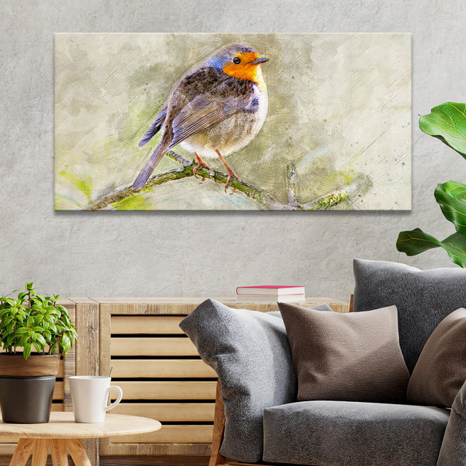 Songbird Grunge Painting Canvas Wall Art - Wall Art Image by Tailored Canvases