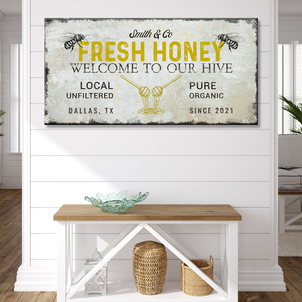Family's Fresh Honey Sign | Customizable Canvas - Wall Art Image by Tailored Canvases