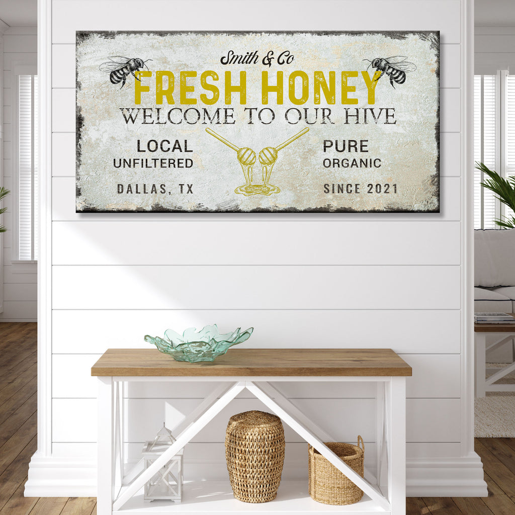 Family's Fresh Honey Sign | Customizable Canvas - Image by Tailored Canvases