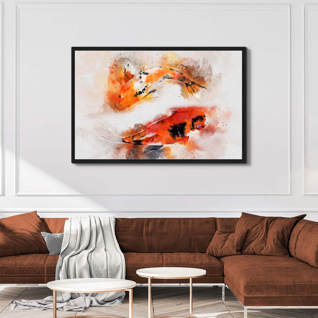 Goldfish Harmony Watercolor Canvas Wall Art - by Tailored Canvases