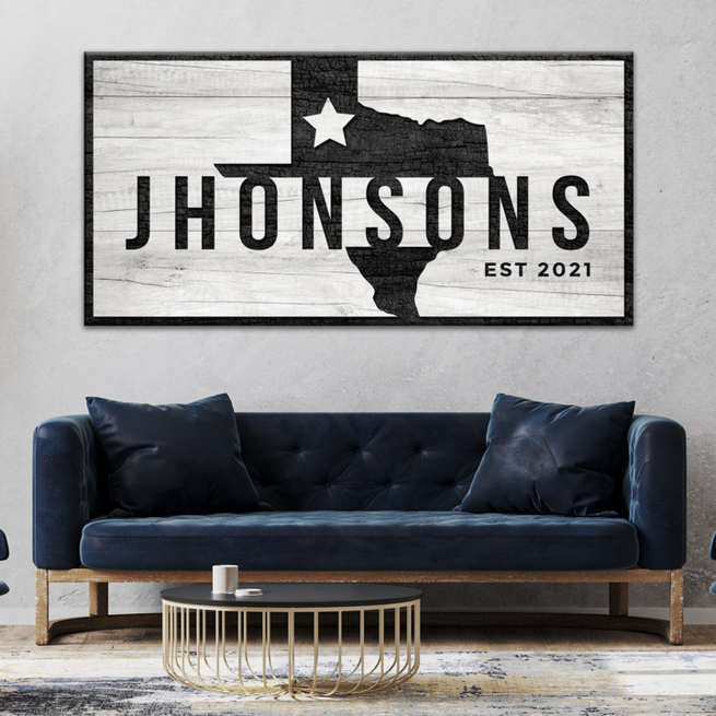 Texas Name Sign | Customizable Canvas - Wall Art Image by Tailored Canvases