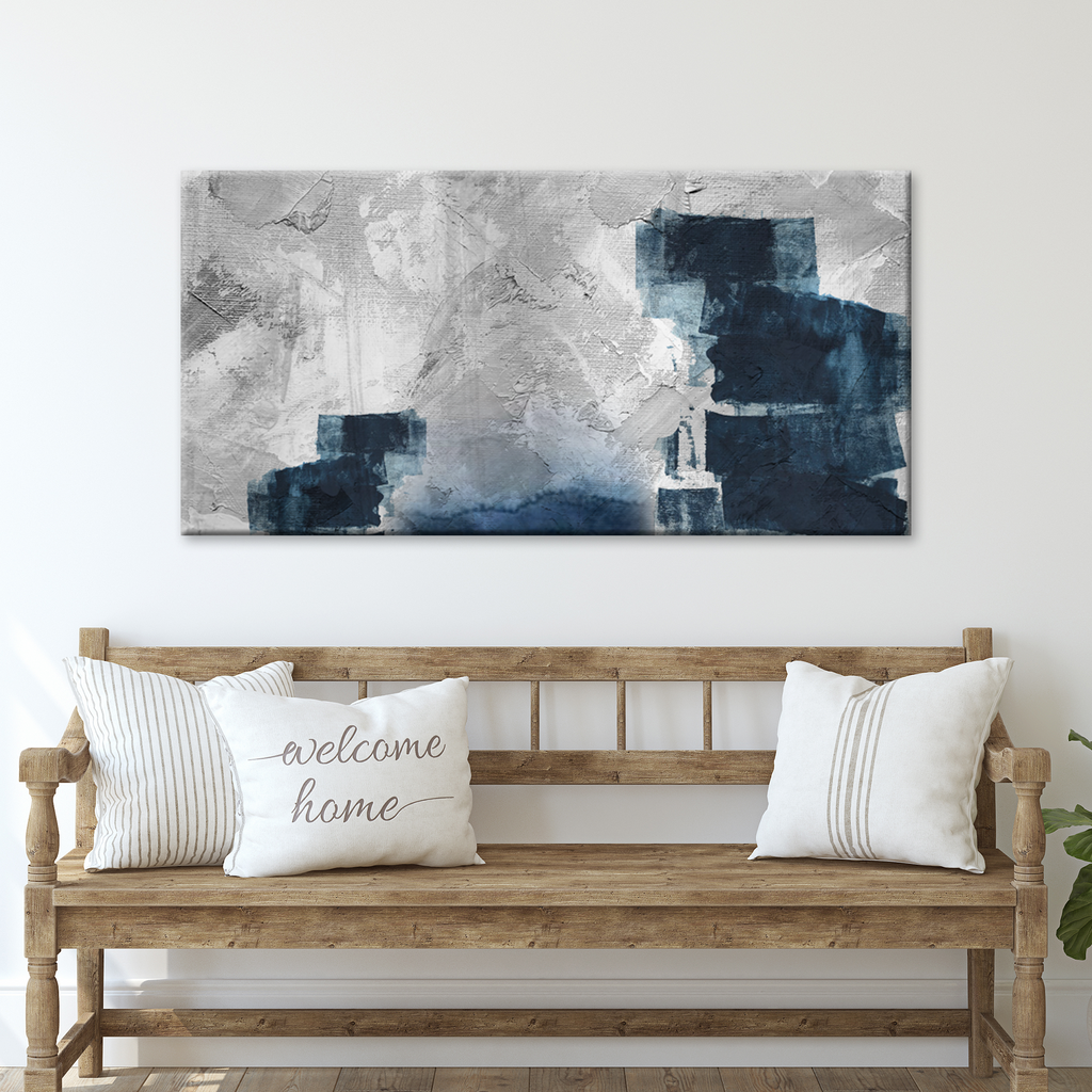 Blue Grey Brushstroke Art Canvas Wall Art - Image by Tailored Canvases