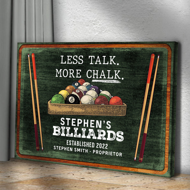 Less talk More Chalk Custom Billiards Sign - Wall Art Image by Tailored Canvases