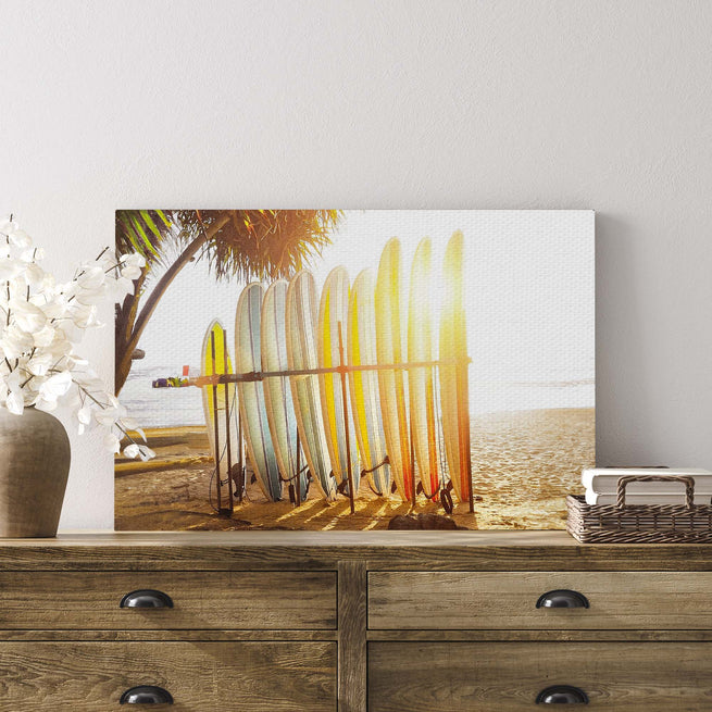 Surfing Surfboard Stand Canvas Wall Art - Image by Tailored Canvases
