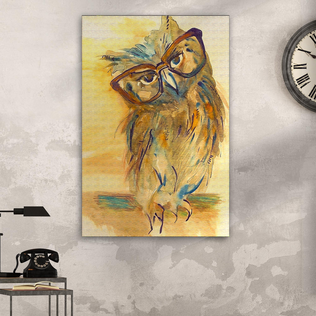 The Wise Owl Watercolor Portrait Canvas Wall Art II - Image by Tailored Canvases