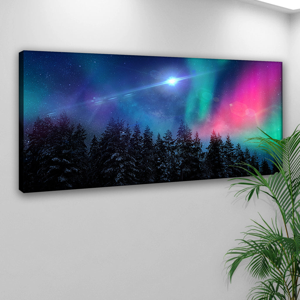 Northern Lights Capped Forest Canvas Wall Art – Tailored Canvases