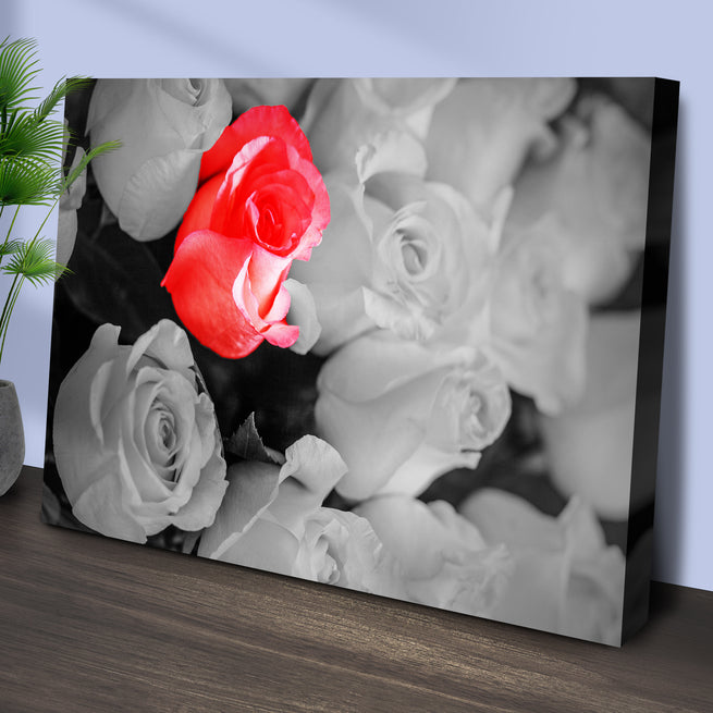 Red among white roses pop Canvas Wall Art - Wall Art Image by Tailored Canvases