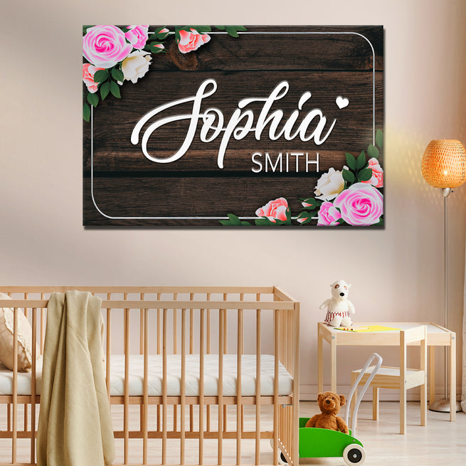 Floral Wood Girl Room Sign | Customizable Canvas - Wall Art Image by Tailored Canvases