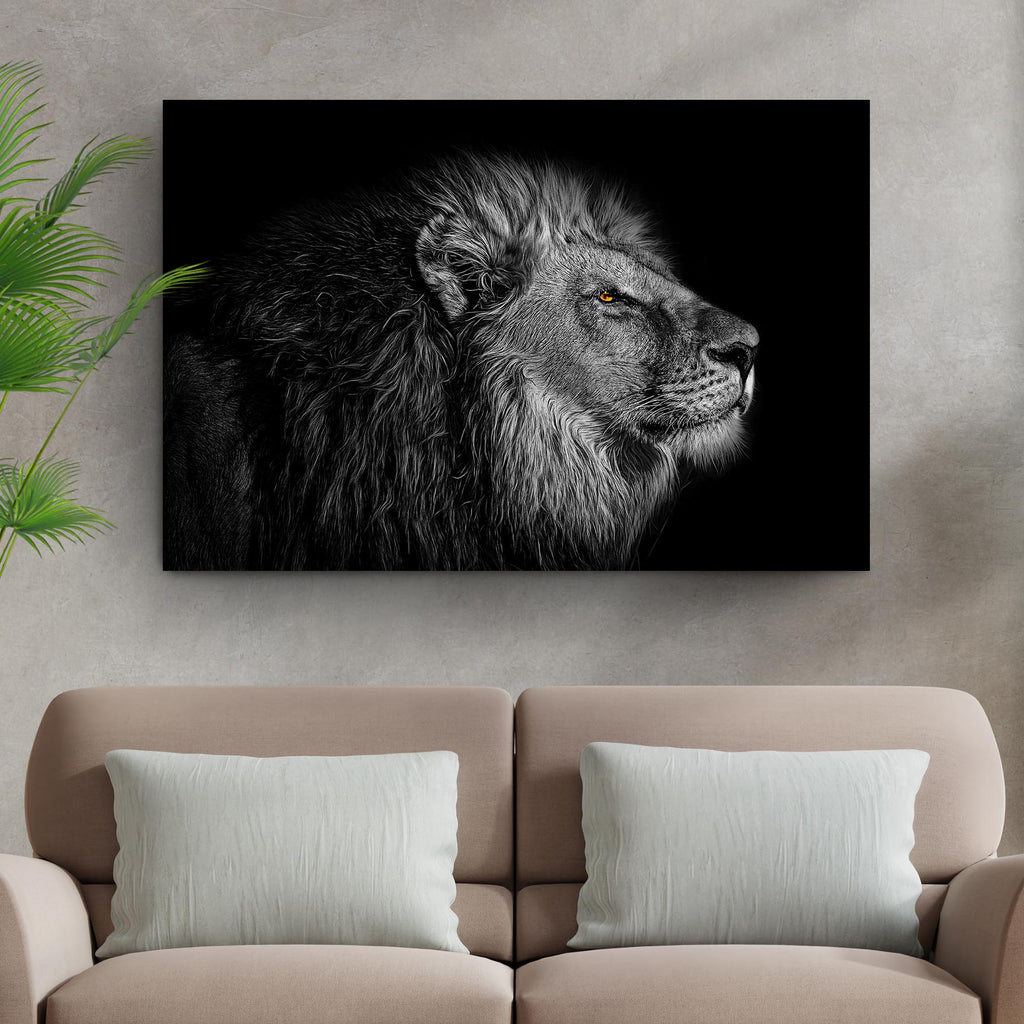 Black And White Lion Head Canvas Wall Art - Image by Tailored Canvases