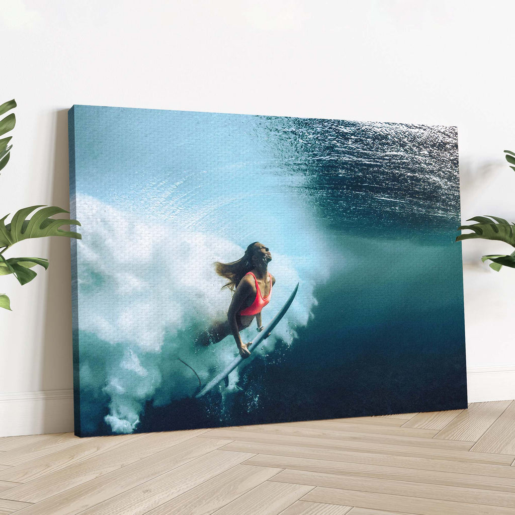 Surfing Duck Dive Canvas Wall Art - Image by Tailored Canvases