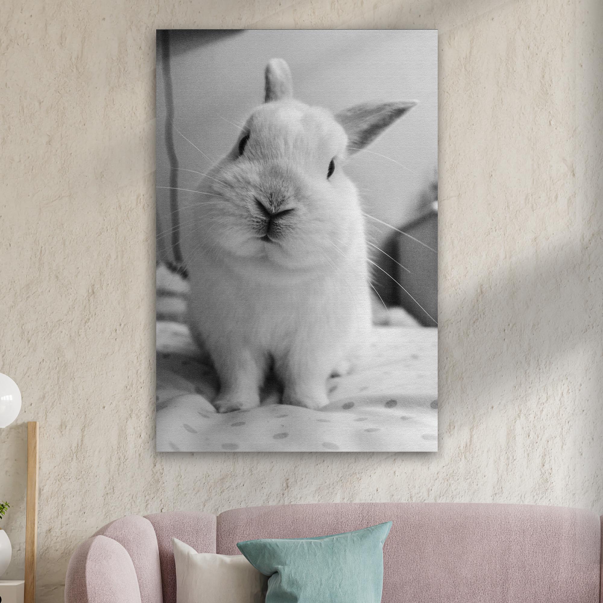 Image of Monochrome Rabbit Portrait Canvas Wall Art B T S S -t vl 4 1 
