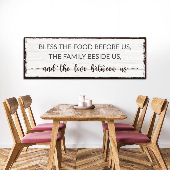 Bless The Food Before Us and the Love Between Us Sign - Wall Art Image by Tailored Canvases