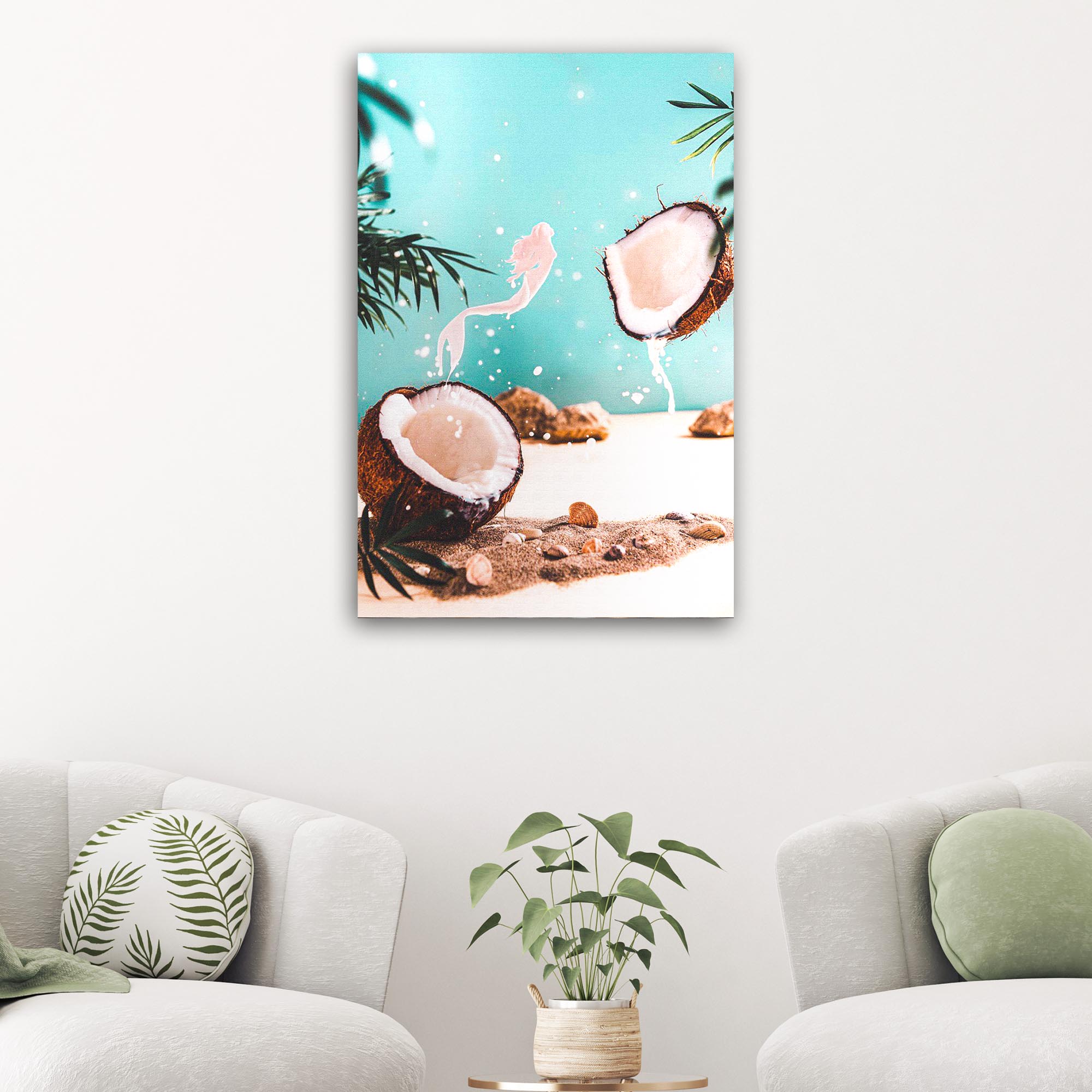 Image of Fruits Coconut Halves With Shell Canvas Wall Art
