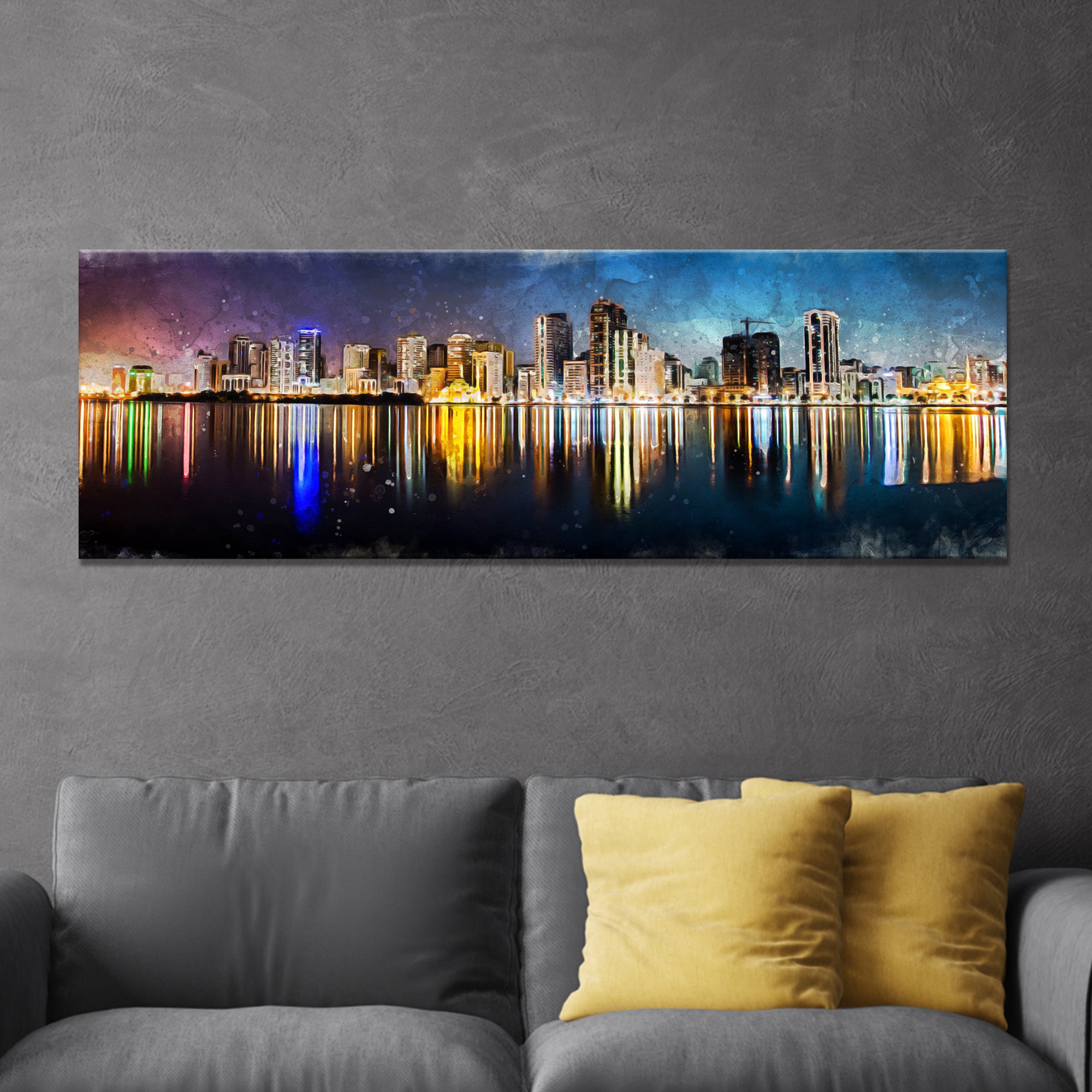 Image of City Lights Reflection Of New York Canvas Wall Art