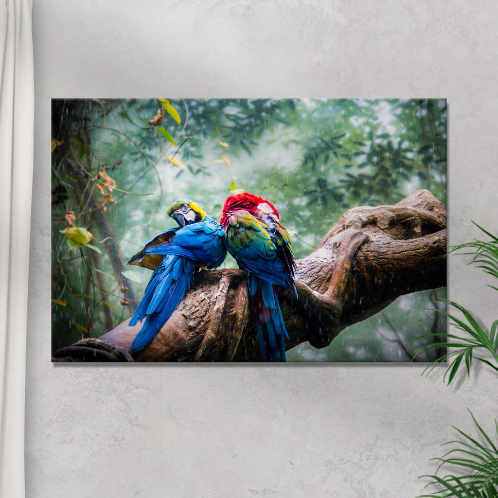 Parrot In Tropical Forest Canvas Wall Art - by Tailored Canvases