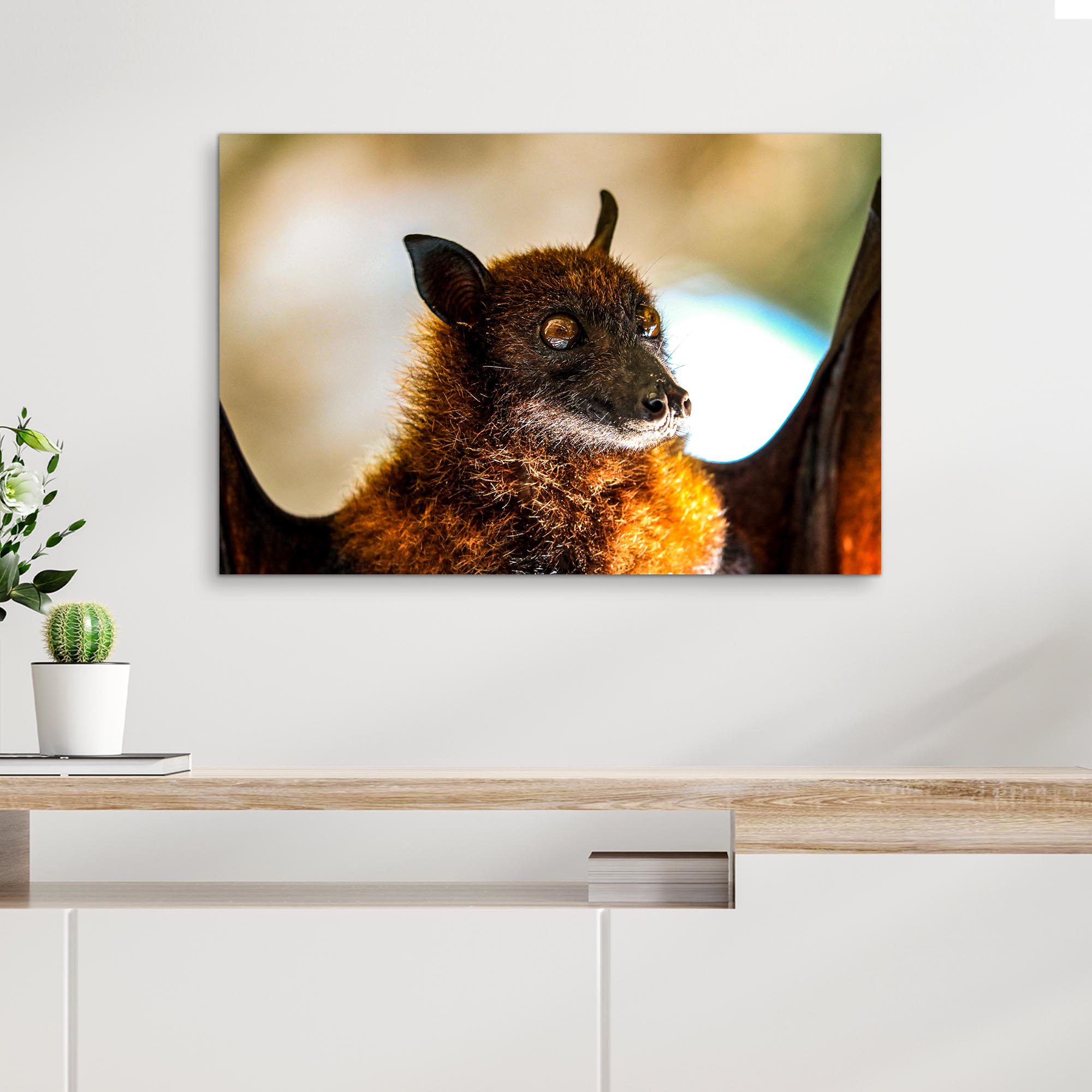 Image of Animals Forest Bat Portrait Canvas Wall Art