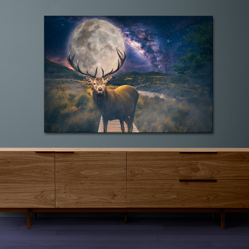 Deer Moon Antler Canvas Wall Art - by Tailored Canvases