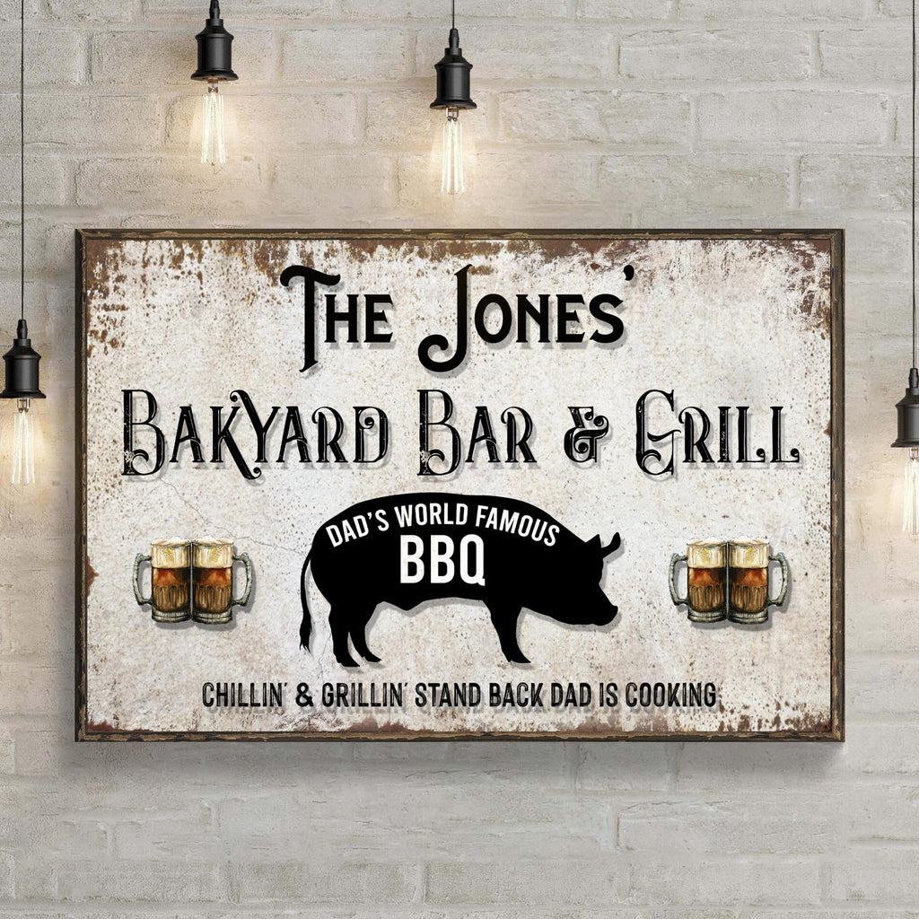 Custom Dad's World Famous BBQ Backyard Bar & Grill - by Tailored Canvases