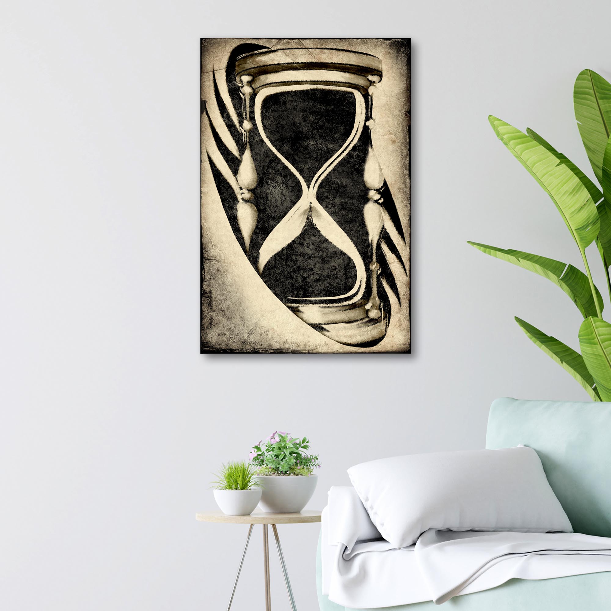 Image of Decor Elements Hourglass Drawing Wall Art  Canvas Wall Art
